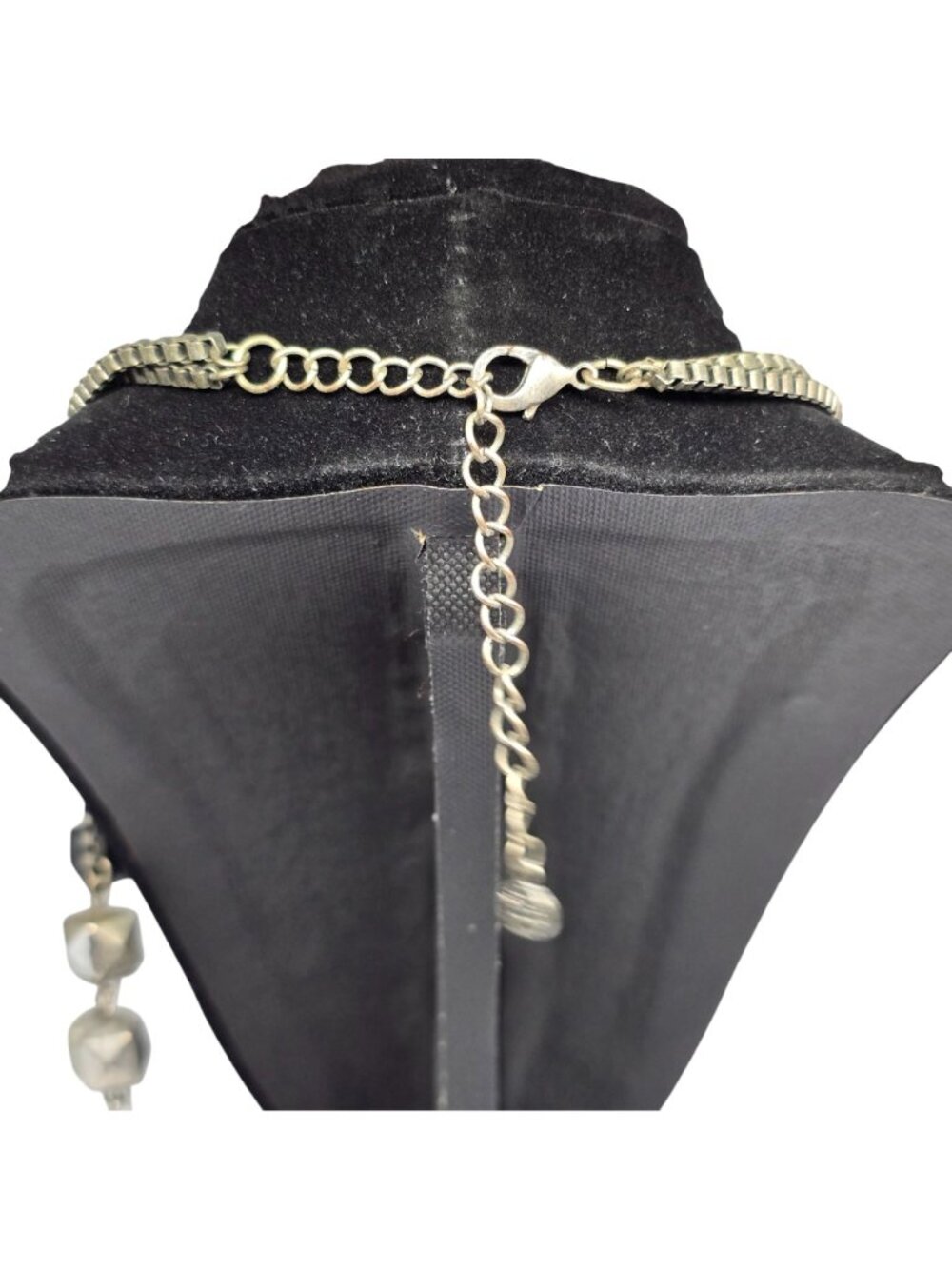 Ruby Rd Layered Statement Necklace Gold Silver Tone Black Geometric Beaded Adjus - Picture 7 of 9